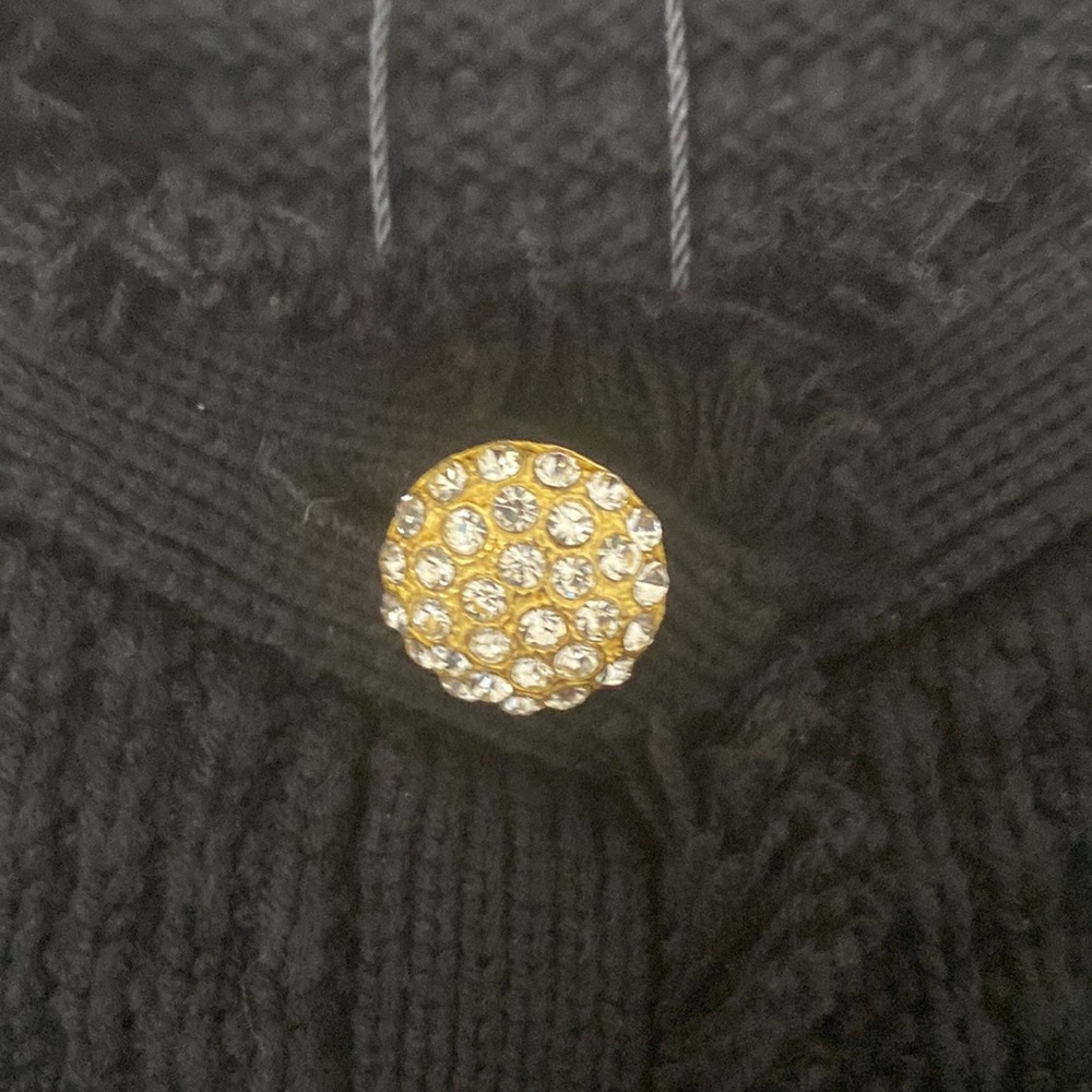 “Express” Black, Waffle, Rhinestone Button Sweate… - image 7